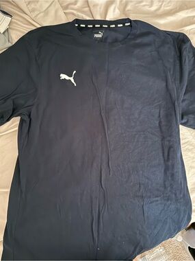 Puma Navy Short-Sleeve Crew T-Shirt with White Logo
